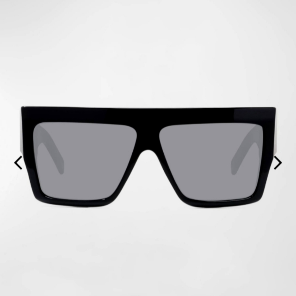 Celine Black Oversized Shield Sunglasses with Gray Lenses